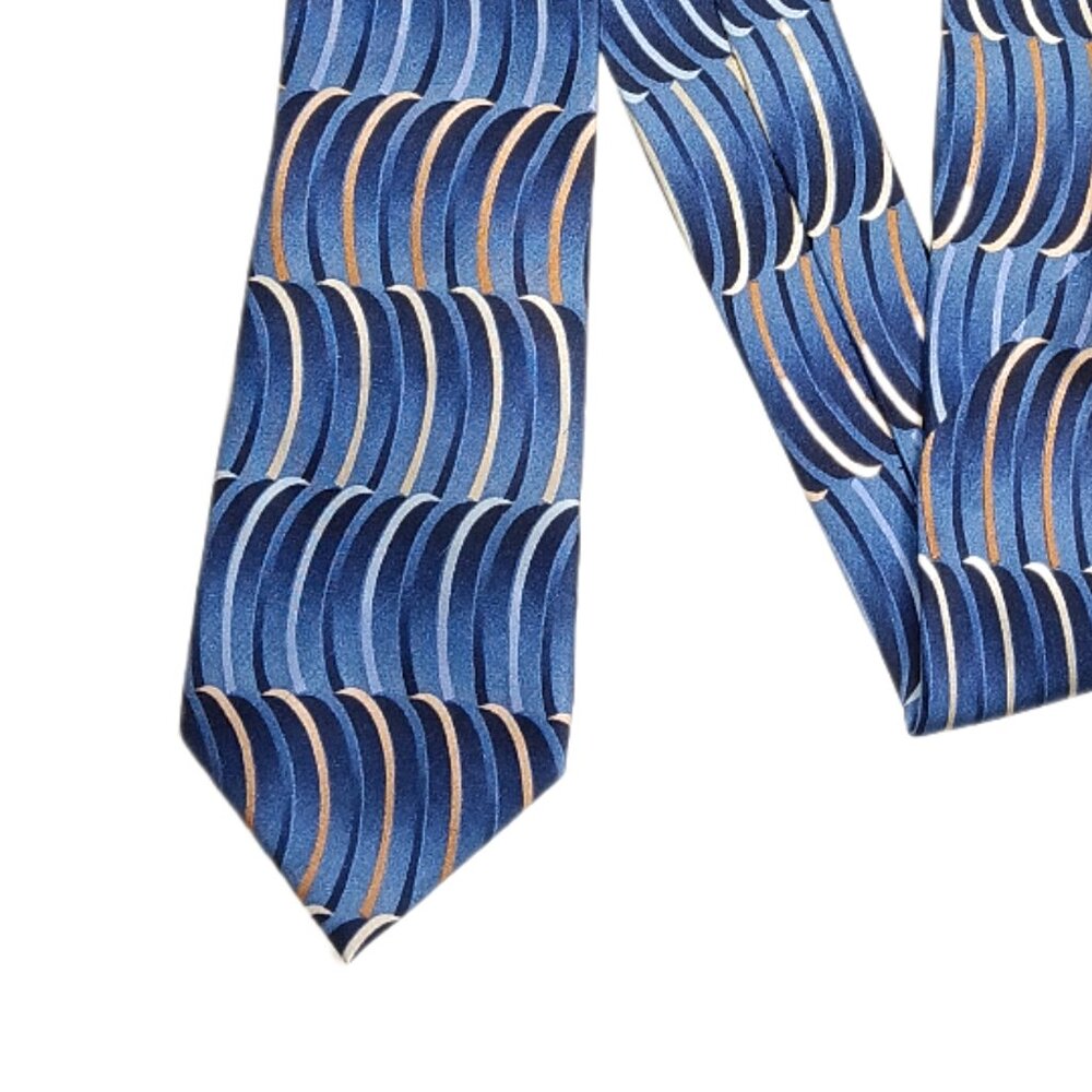 Giorgio Bissoni Silk Tie Boy's 52” Blue Geometric Designer Classic Tie New
